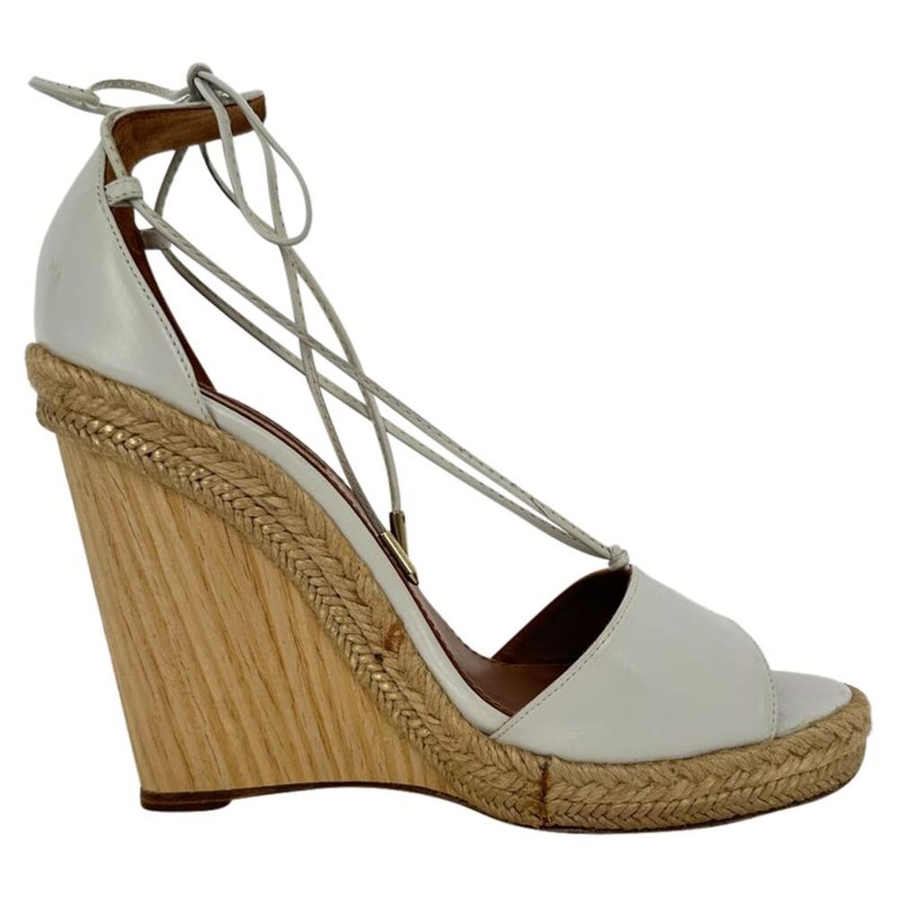 Aquazzura Alexa Wedge Espadrille Sandals in White Leather